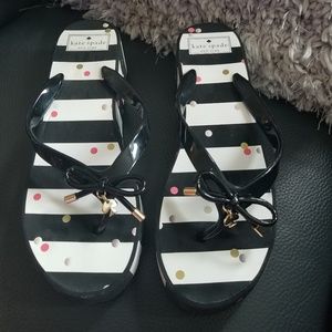 Kate Spade Polka Dot & Stripe Wedge Flip Flops